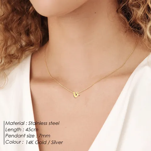 Minimalist Stainless Steel Lowercase Alphabet Initial Pendant Necklace For Women Gold Silver Electroplated Daily Jewelry