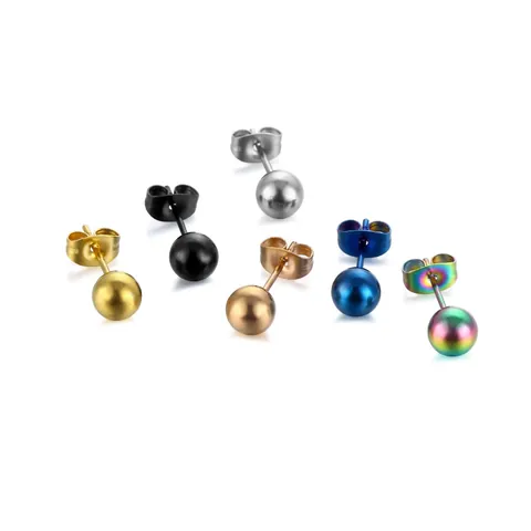 Boucles d'Oreilles Clous Rondes Minimalistes en Acier Inoxydable Hommes Femmes Bijoux de Piercing Helix Or Argent Noir Bleu Rose