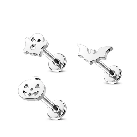 Piercing al Labbro Labret Halloween in Acciaio Inossidabile Filettatura Interna Zucca Fantasma Pipistrello Gioielli per Piercing per Uomini Donne