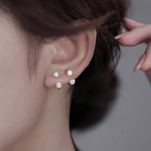 Pendientes de Botón de Piercing de Herradura de Acero Quirúrgico Zirconia en Forma de U Geométricos Joyería Minimalista Mujer Hombre