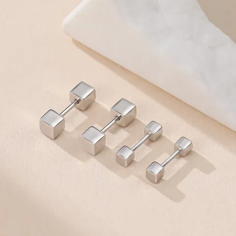 Minimalistische Edelstahl Würfel Ohrstecker Für Damen Kleine Geometrische Quadratische Schraubverschluss Knorpel Piercing Ohrringe Täglicher Mode Schmuck Geschenk
