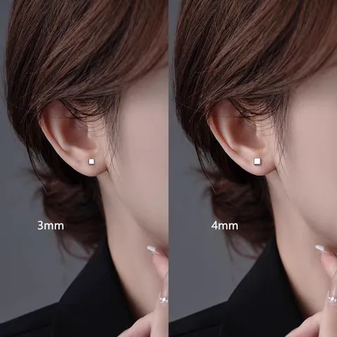 Minimalistische Edelstahl Würfel Ohrstecker Für Damen Kleine Geometrische Quadratische Schraubverschluss Knorpel Piercing Ohrringe Täglicher Mode Schmuck Geschenk