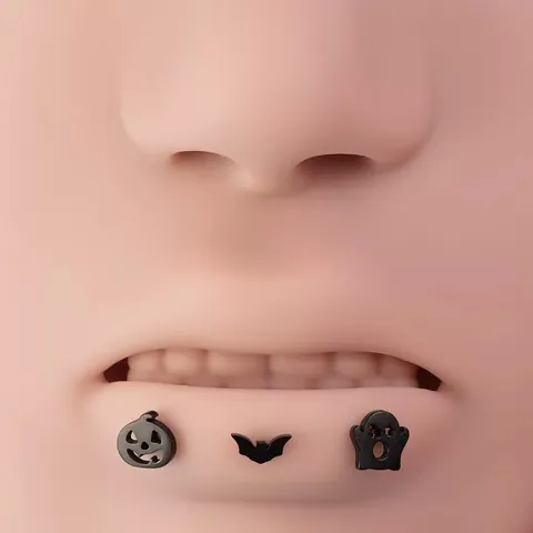 Piercing al Labbro Labret Halloween in Acciaio Inossidabile Filettatura Interna Zucca Fantasma Pipistrello Gioielli per Piercing per Uomini Donne
