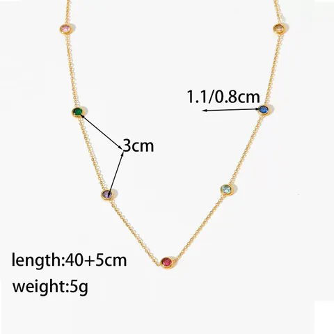 Collana Bracciale In Acciaio Inossidabile Per Donna Zircone Colorato Placcato Oro Catena Sottile Regolabile Gioielli Elegante