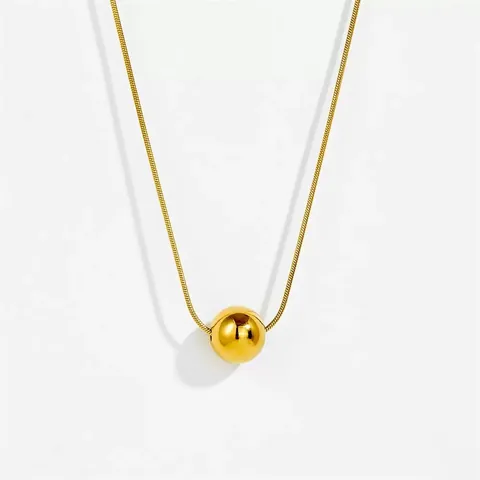 Goldkugel Anhänger Halskette Und Creolen Titan Edelstahl Schlangenkette Minimalistischer Eleganter Frauenschmuck