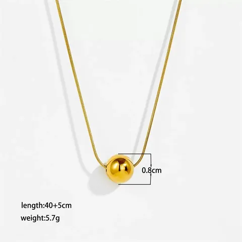 Collana Pendente Perla Tonda Minimalista Acciaio Inossidabile Titanio Catena Serpente Elegante Gioielli Per Donne