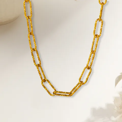 Set di Gioielli in Acciaio Inossidabile 316L con Texture Martellata Catena a Graffetta per Donna Collana Bracciale Oro Argento