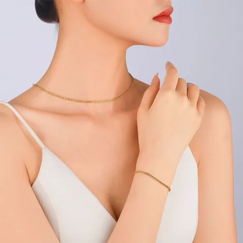 Shimmering Gypsophila Titanium Steel Necklace For Women 18K Gold Plated Stainless Steel Chain Minimalist Clavicle Necklace Elegant Shimmer Jewelry Gift