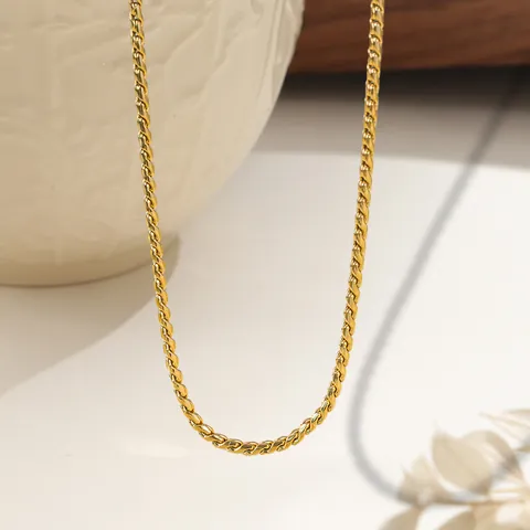 Minimalist Stainless Steel Snake Bone Rope Chain Necklace Bracelet For Women Gold Silver Plated Basic Jewelry Gift