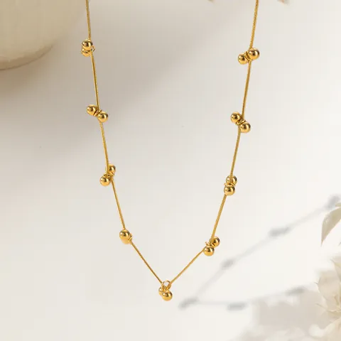 Collier Chaîne Serpent à Perles Croisées Géométriques en Acier Inoxydable Or pour Femmes Bijoux de Chaîne de Clavicule Élégants Minimalistes