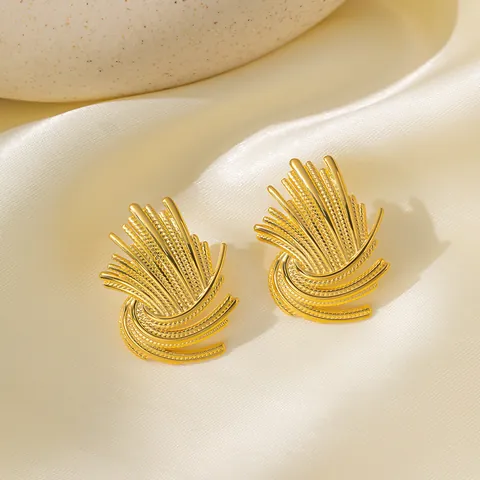 Irregular Lava Texture Titanium Steel Stud Earrings For Women Minimalist Stainless Steel Gold Silver Plated Crumpled Metal Earrings Geometric Jewelry Gift