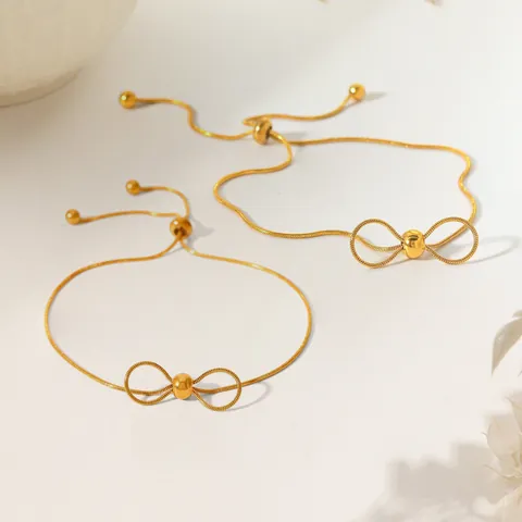 Adjustable Stainless Steel Bowknot Bracelet And Anklet For Women Gold Plated Snake Bone Chain Minimalist Jewelry Gift