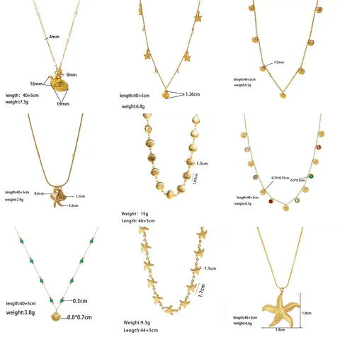 Stainless Steel Ocean Starfish Shell Pearl Necklace Bracelet Earrings Jewelry Set Gold Steel Marine Beach For Women Accessories