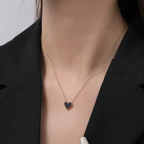 French Vintage Gold Heart Necklace Bracelet Earrings Ring For Women Elegant Shell Heart Pendant Stainless Steel Jewelry