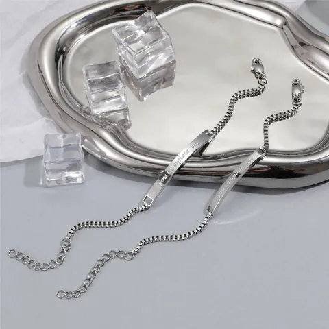 Bracelets de Couple en Acier Titane Gravé You Complete Me Chaîne Vénitienne Bracelets Argent Réglables pour Femmes Hommes Cadeau Saint Valentin