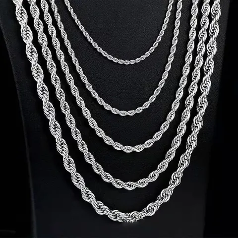 Mode Edelstahl Seilkette Halskette Für Damen Herren Gold Silber Farbe Gedrehte Halskette Hip Hop Minimalistischer Schmuck Geschenk