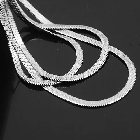 Minimalist Stainless Steel Herringbone Chain Necklace For Men Women Polished Flat Snake Blade Chain Hip Hop Fashion Jewelry Silver