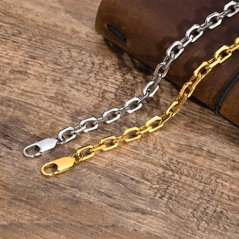 Minimalistisch Edelstahl Kette Armband Für Damen Herren Geometrische Gliederkette Poliert Gold Silber Schmuck Zubehör