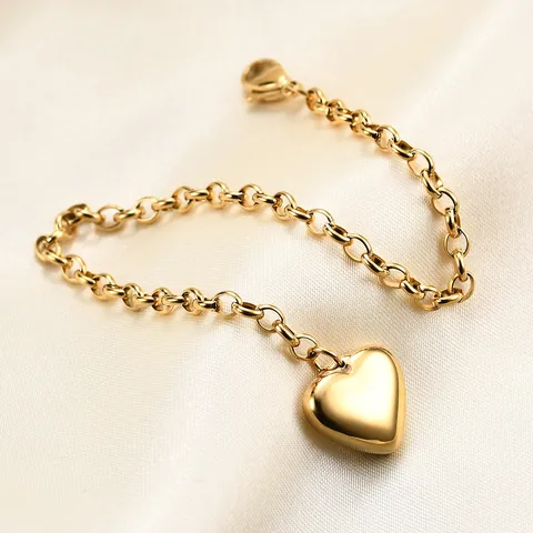 Minimalistisches 316L Edelstahl Herzanhänger Armband Für Damen Hochglanzpolierte Erbskette Karabinerverschluss Modeschmuck Geschenk