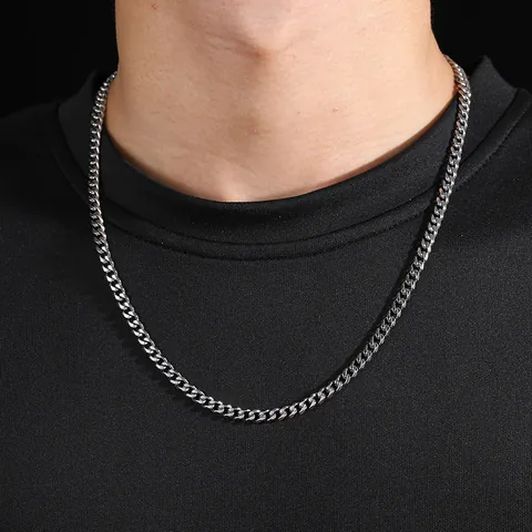 316L Edelstahl Panzerkette Halskette Für Herren Damen Silber Polierte Gliederkette Hip Hop Schmuck Zubehör