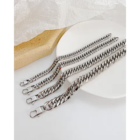 Men 316L Stainless Steel Hip Hop Cuban Link Bracelet Thick Polished Curb Chain Bracelet Jewelry Gift For Men Women Silver