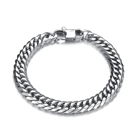 Men 316L Stainless Steel Hip Hop Cuban Link Bracelet Thick Polished Curb Chain Bracelet Jewelry Gift For Men Women Silver