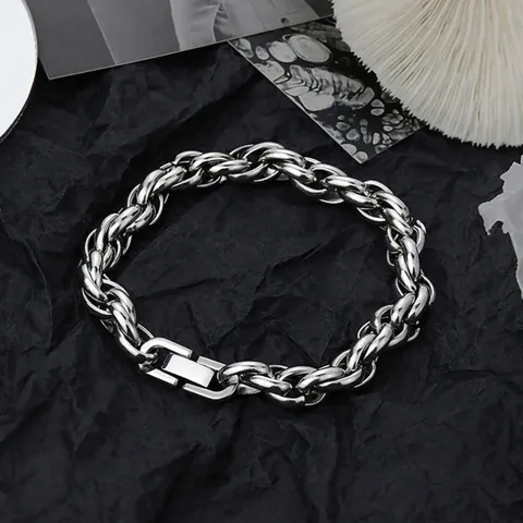 Minimalist Stainless Steel Cuban Link Bracelet Men Women Industrial Braided Chain Jewelry Lobster Clasp Necklace Gift