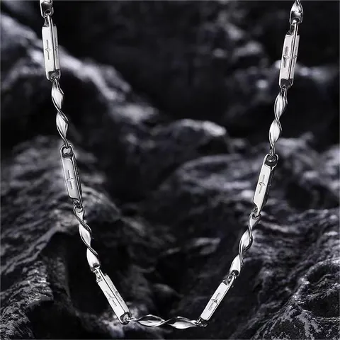 Collana a Maglie di Bambù Mobius in Acciaio Inossidabile Con Motivo a Stella Gioielli Unisex Geometrici Per Uomo Donna