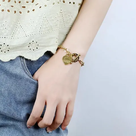Edelstahl Herz Anhänger Knebelverschluss Armband Für Damen Minimalistisch Graviert Bibelvers Sprichwörter Religiöser Schmuck Geschenk