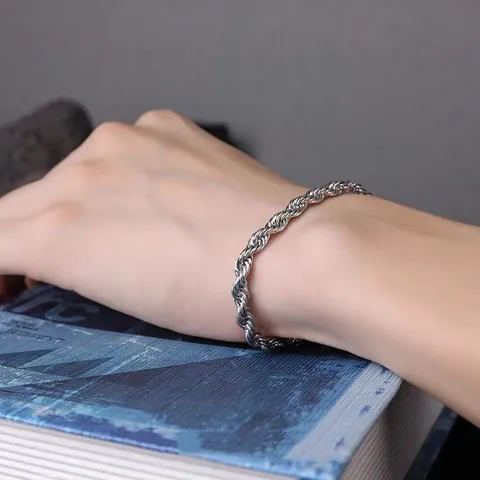 Titanstahl Seilkette Armband Minimalistisch Hip Hop Twist Design Vielseitiger Handschmuck Für Herren Damen Alltag Geschenk