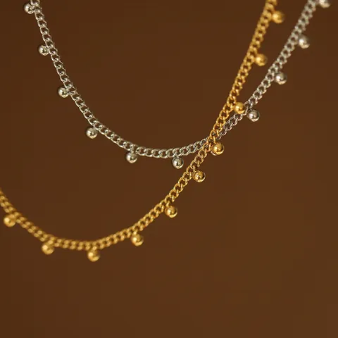 Collana Girocollo Con Perline Rotonde Minimalista In Acciaio Al Titanio Elegante Gioielli Retro Per Donna Oro Argento