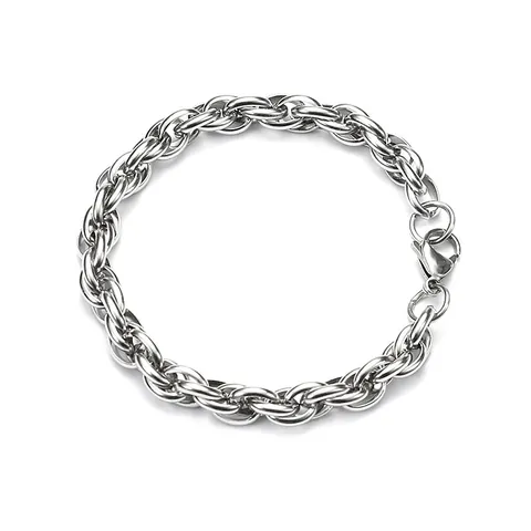 Bracelet Chaîne Torsadée Épaisse en Acier Inoxydable 316L Moderne pour Hommes Femmes Punk Industriel Maillons Entrelacés Argent