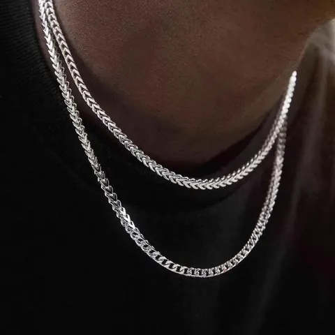 Men Stainless Steel Franco Chain Necklace Minimalist Braided Wheat Chain For Men Women Gold Silver Plated Jewelry Gift
