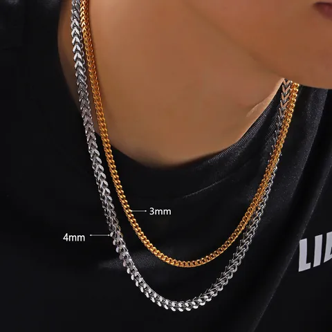 Stainless Steel Franco Chain Necklace For Men Women Hip Hop Minimalist Titanium Steel Wheat Link Chain Jewelry Gift