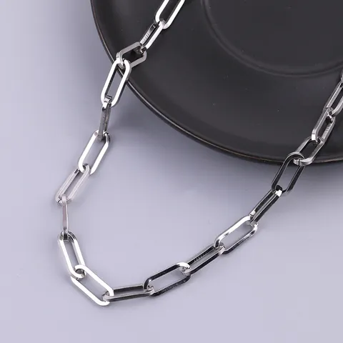 Minimalistische 316L Edelstahl Büroklammerkette Halskette Armband Für Herren Damen Industrieller Geometrischer Hip Hop Schmuck