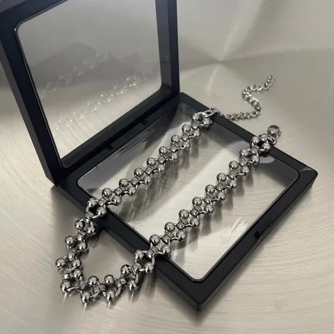 Handgefertigte Punk Titan Stahl Kugelperle Kette Halskette Für Herren Damen Minimalistisch Industrie Stil Schlüsselbein Kette Schmuck
