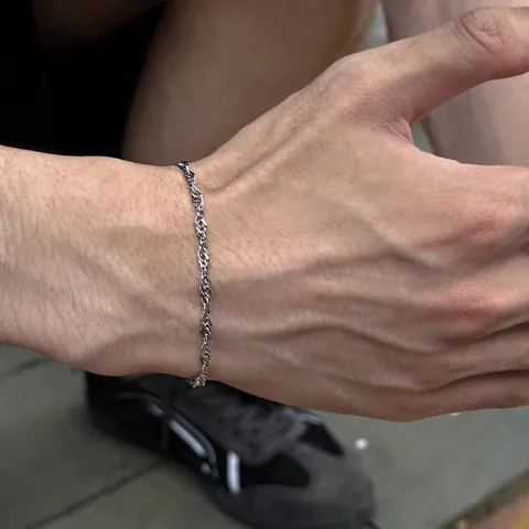 Titanstahl Seilkette Armband Für Herren Damen 316L Edelstahl Twist Kette Armband 18K Vergoldet Minimalistischer Schmuck Geschenk