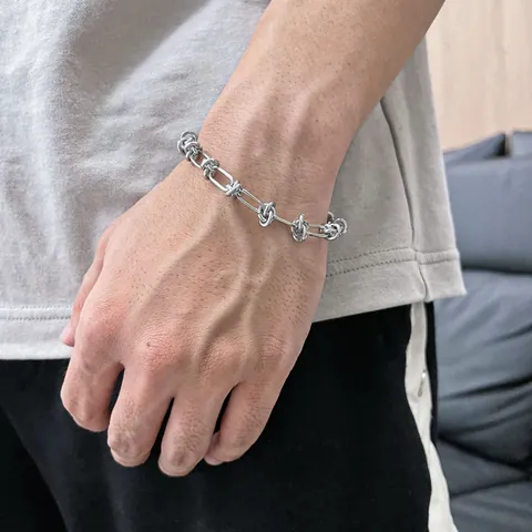 Street Hip Hop Titanstahl Knoten Armband Für Herren Damen Industrie Minimalistisch Kette Schmuck Verstellbar Silber Geschenk Handzubehör