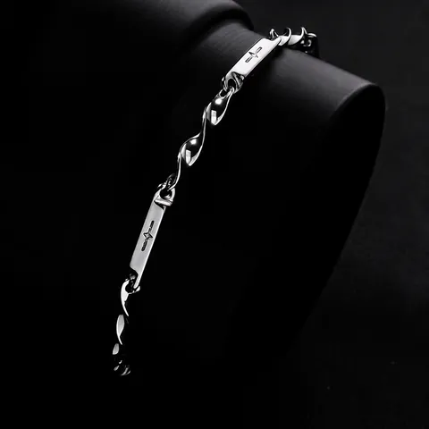 Minimalistischer Titanstahl Verdrehtes Gliederarmband Für Herren Damen Kreuz Mobius Geometrischer Bambusstil Verstellbares Silberarmband Schmuck
