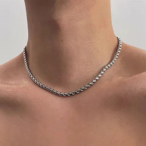 Moderner Minimalistischer 316L Edelstahl Weizenkette Halskette Armband Für Herren Damen Casual Fashion Hypoallergener Metallschmuck