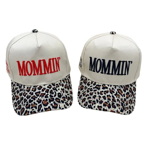 Leopard Print Brim Baseball Cap MOMMIN Embroidery Sun Hat Adjustable Outdoor Casual Fashion Trucker Hat For Women Men