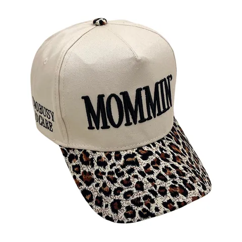 Leopard Print Brim Baseball Cap MOMMIN Embroidery Sun Hat Adjustable Outdoor Casual Fashion Trucker Hat For Women Men