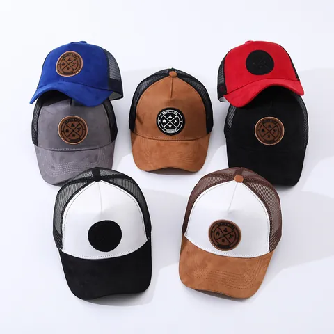Unisex Suede Mesh Trucker Hat Atmungsaktive Baseballkappe Verstellbar Sommer Outdoor Sonnenhut Vintage Hip Hop Enjoy Life Patch