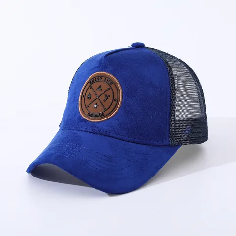Unisex Suede Mesh Trucker Hat Atmungsaktive Baseballkappe Verstellbar Sommer Outdoor Sonnenhut Vintage Hip Hop Enjoy Life Patch