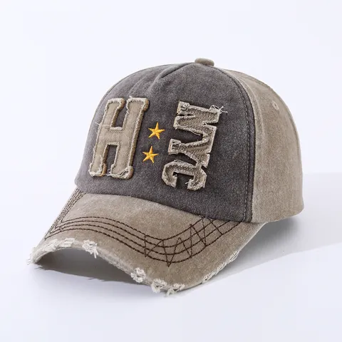 Gorra de Béisbol de Algodón Lavado Vintage Con Bordado NYC Desgastado Sombrero de Sol Hombre Mujer Ajustable Streetwear Color de Contraste