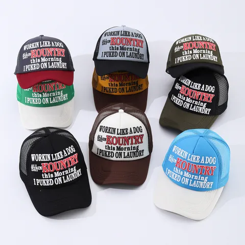 Vintage American Retro Kountry Slogan Print Trucker Hat Breathable Mesh Baseball Cap For Men Women Adjustable Streetwear Sun Hat