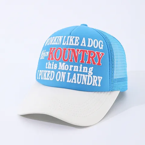 Vintage American Retro Kountry Slogan Print Trucker Hat Breathable Mesh Baseball Cap For Men Women Adjustable Streetwear Sun Hat