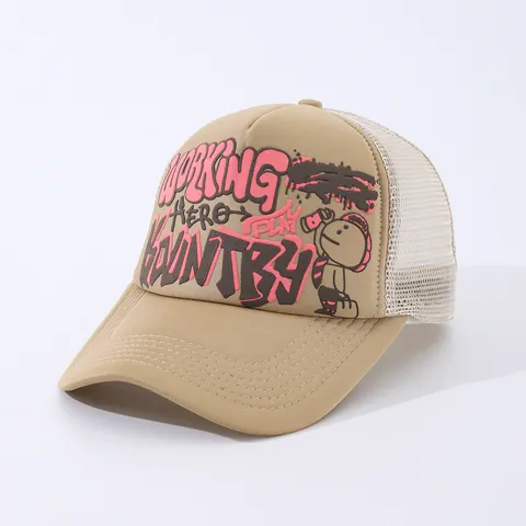 Graffiti Print Trucker Hat For Men Women Breathable Mesh Baseball Cap Adjustable Outdoor Sun Hat Streetwear Snapback Cap