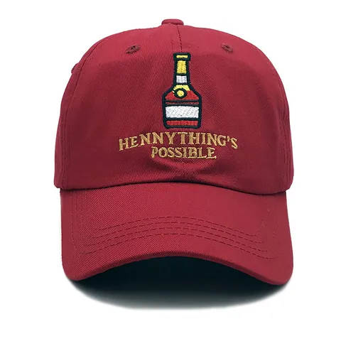 Cotton Embroidery Baseball Cap With Wine Bottle Pattern Adjustable Outdoor Sun Hat For Men Women Casual Sports Hat