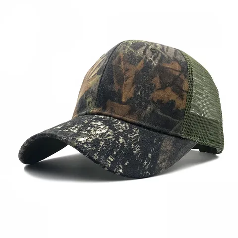 Casquette de Baseball Unisexe Camouflage en Maille Respirante Protection Solaire Extérieure Trucker Hat Homme Femme Randonnée Réglable